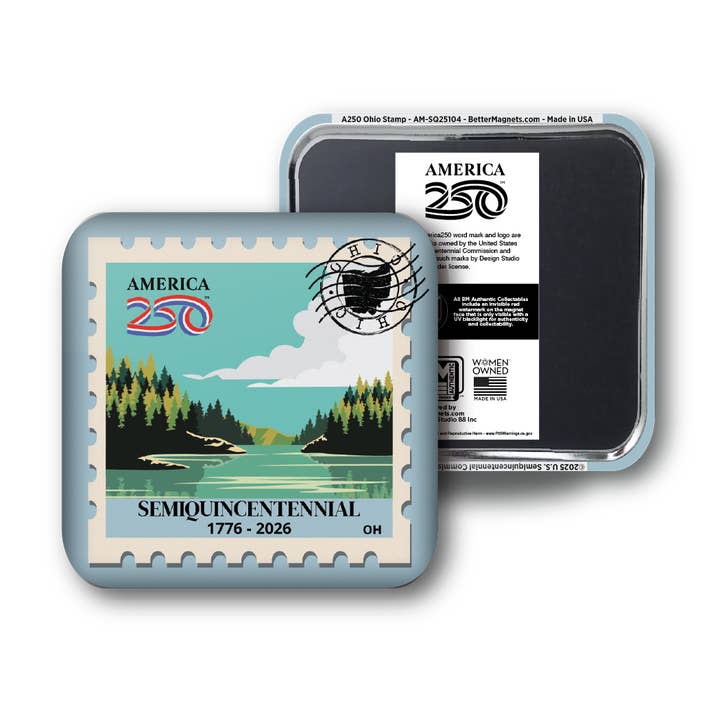 America250™ Ohio Stamp for wholesale by BetterMagnets.com by Design Studio 88 Inc