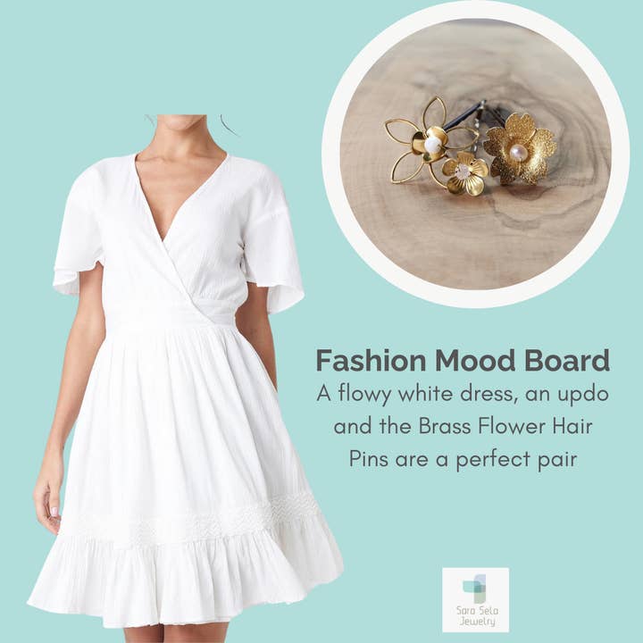 Sara Sela Jewelry - Wholesale Hair Pin - Brass Flower and Aquamarine, Turquoise and Lapis Hairpins11