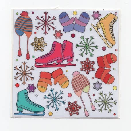Winter Skate Scene Sticker, 3" x 3" for wholesale by Denali & Co.