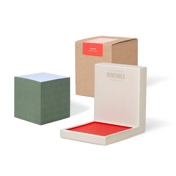 ORGANISATEUR UTILITAIRE EN CIMENT avec cube de notes pour la vente par Fringe Studio