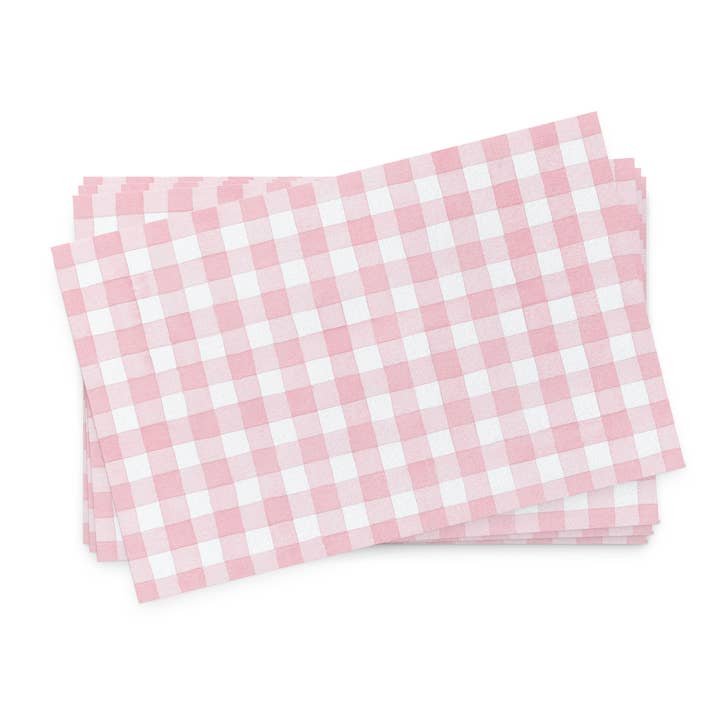 Ellen Davis Creative – wholesale Disposable placemat – Pink Gingham Paper Placemats | Set of 24