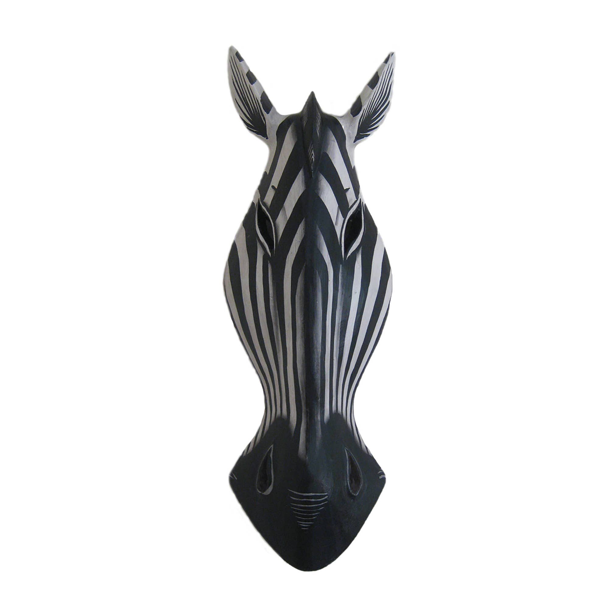 OMA - Eclectic Home - Wholesale Wall Accent - African Zebra Jungle Safari Mask Wooden Carved Wall Hanging0
