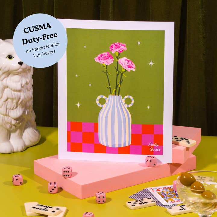 Peonies Vase Still Life Portrait Print for wholesale by Lucky Goods Paper