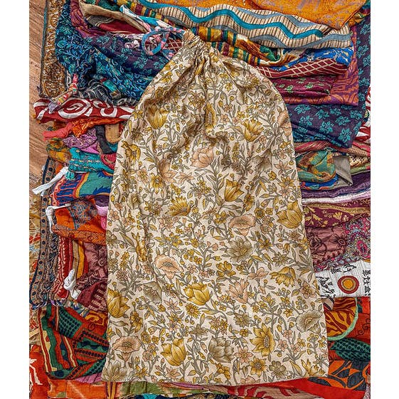 Gardenbelle Shop - Wholesale Drawstring Bag - Unisex - Assorted Recycled Silk Drawstring Eco Gift Bag RetailÂ