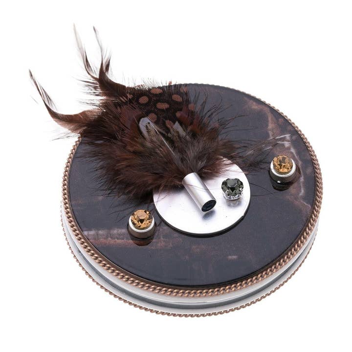 Espejo de maquillaje con plumas reales y diamantes de imitación coloridos para venta al por mayor de Fox by Ren GmbH