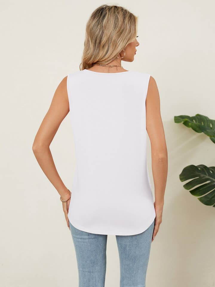 Lovesoft - Venta al por mayor Camiseta sin mangas - Mujer - Camiseta sin mangas de cuello redondo de ajuste holgado y color sólido13