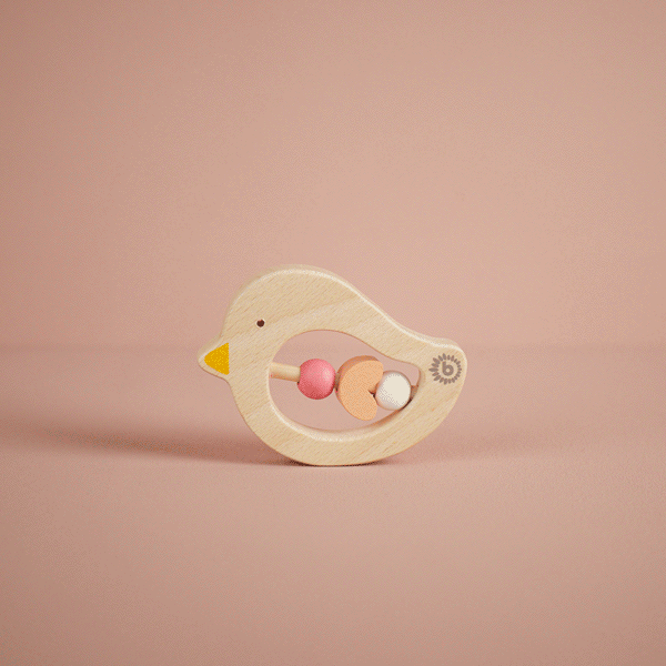 Bieco Spielwaren – wholesale Teether (not clip-on) – Baby – Teething ring bird pink1