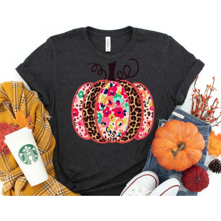 Pompoenhemd met luipaardprint en bloemenprint - Herfstshirt voor wholesale door The Shirt Company