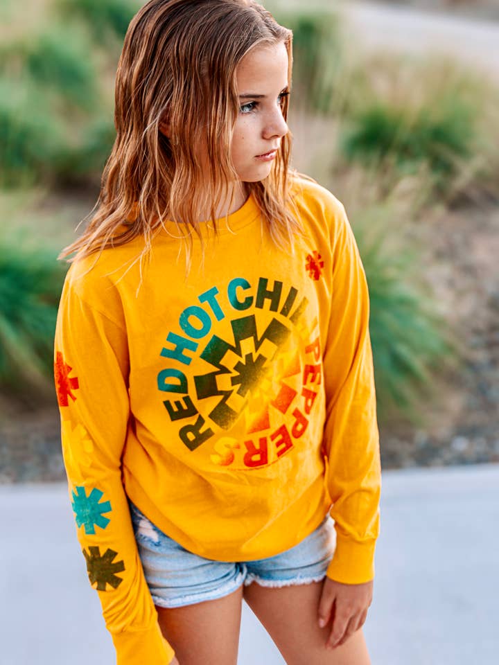 Rowdy Sprout - Wholesale Screen Printed T-Shirt - Kids - Red Hot Chili Peppers Star of Affinity - Yellow Tee1