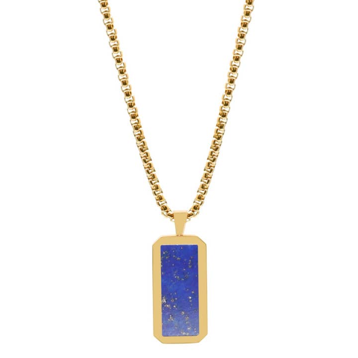 Gold Goldene Halskette mit rechteckigem Lapislazuli-Anhänger für den Großhandel auf Faire9