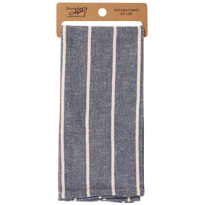 Primitives by Kathy - Wholesale Tea Towel - Blue Cream Stripe Kitchen Towel