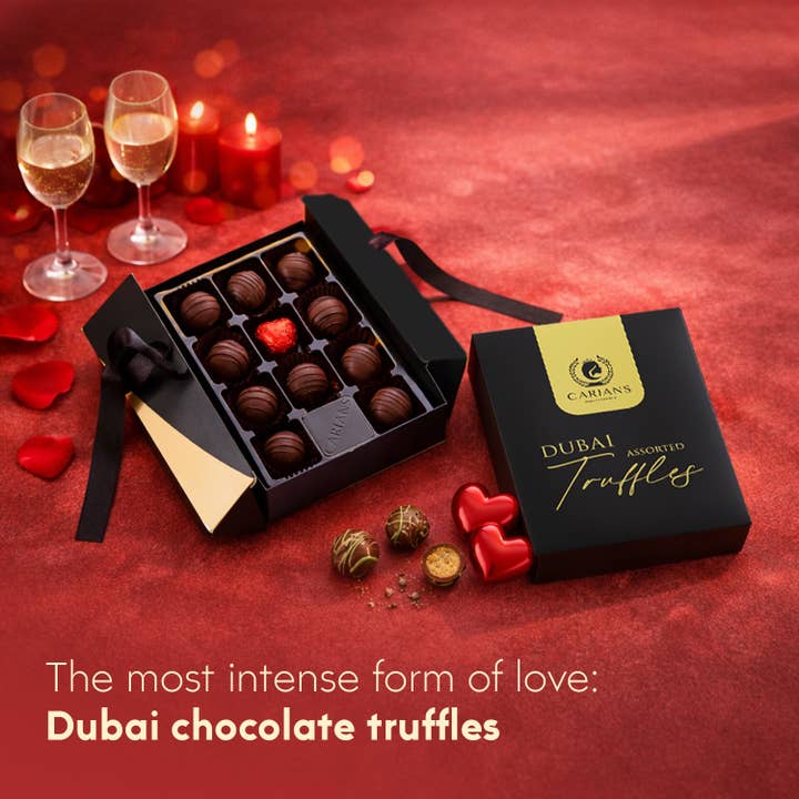 Dubai Truffles Chocolate Gift Box Valentines for wholesale by Carian's Bistro Chocolates