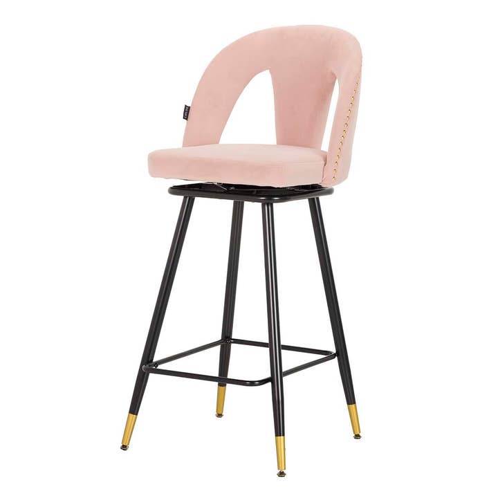 Barkruk Velvet Roze Harbor 46x53x105 cm voor wholesale door Ethan Chloe - GARPE GROUP - GARCIA PÉREZ Y CÍA S.L.