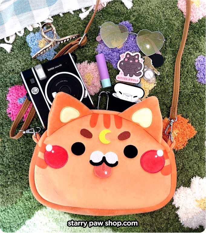 Starry Paw Shop - Wholesale Crossbody Bag - Unisex - Moon Cat Crossbody Bags with leather strap12