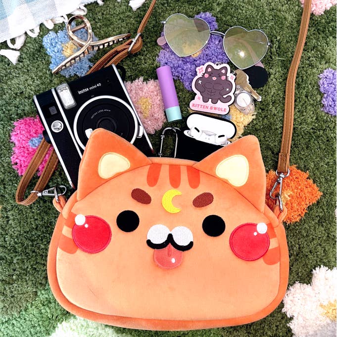 Starry Paw Shop - Wholesale Crossbody Bag - Unisex - Moon Cat Crossbody Bags with leather strap12