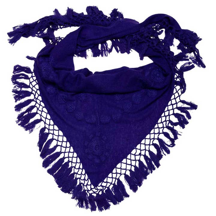 Sciarpa triangolare in cashmere fatta a mano, viola per la vendita all'ingrosso da parte di Shirin Sehan