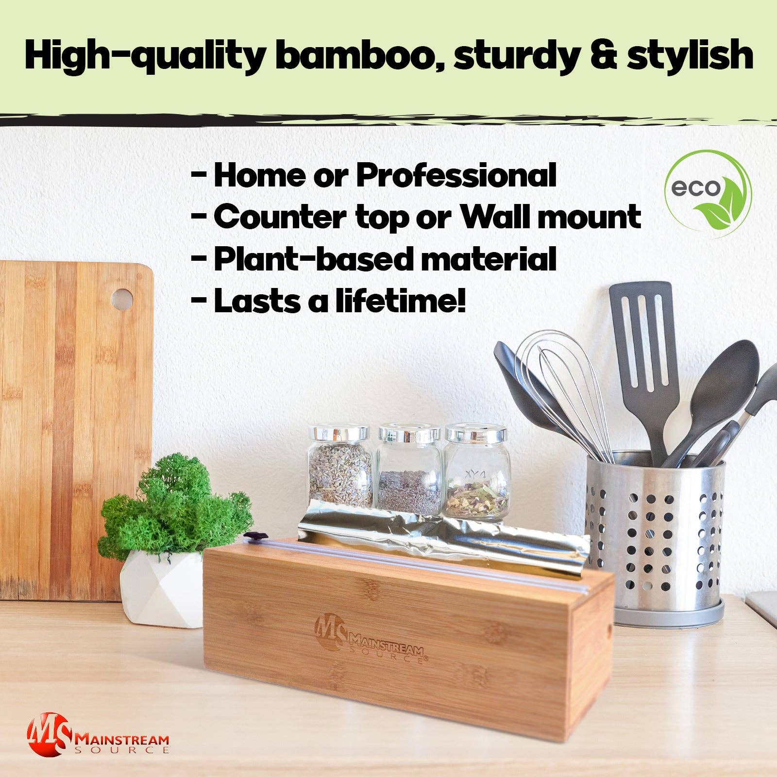 Mainstream Source – wholesale Köksverktyg/-pryl – Mainstream Source® Stor Bambu Wrap Dispenser - Extra tjock5