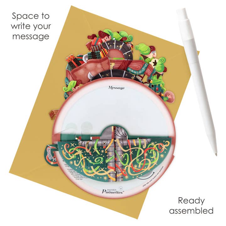 Santoro London - Wholesale Christmas Card - XPS095 - Pirouettes Card - Santa's Workshop4