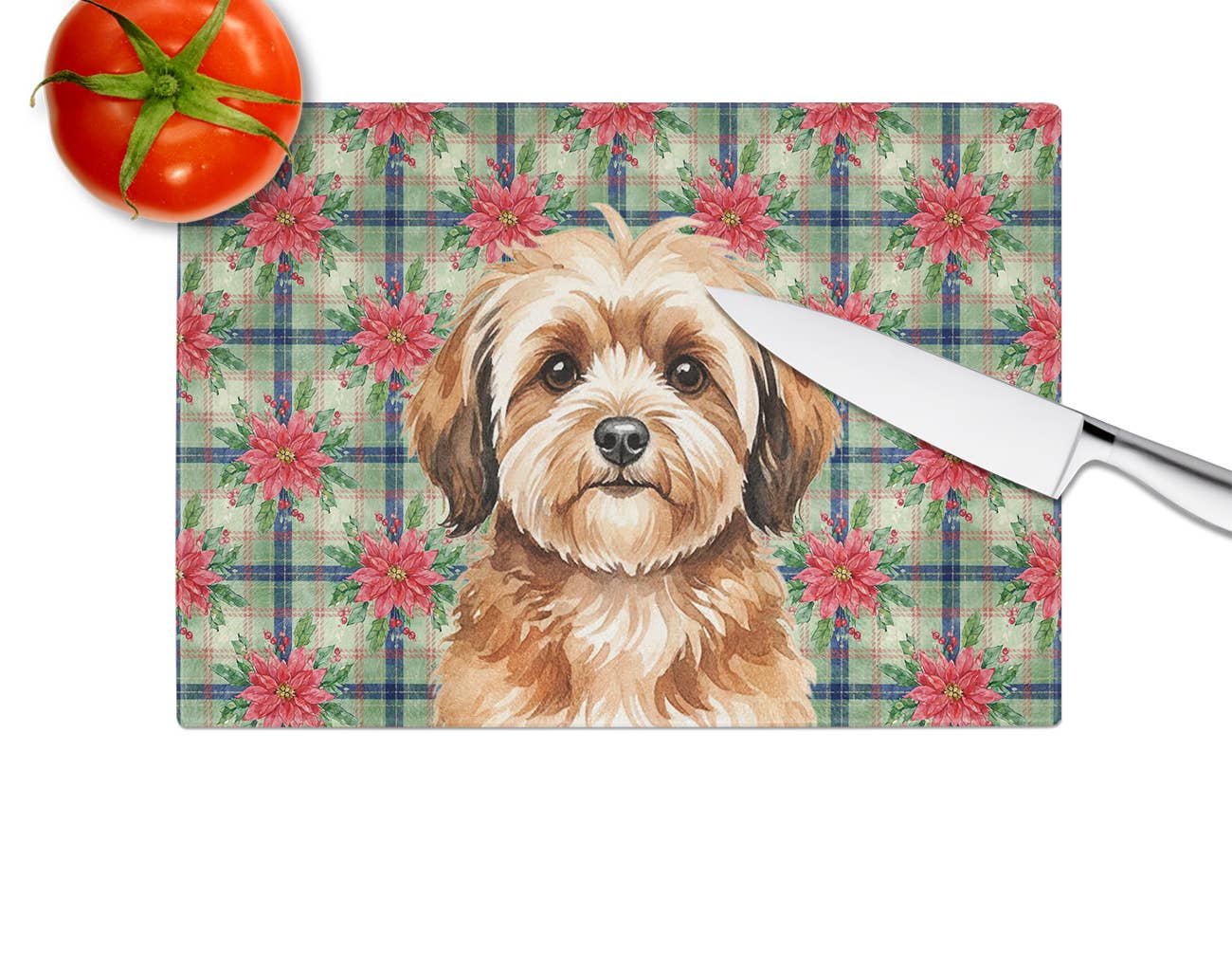 Caroline's Treasures - Wholesale Cutting Board - Sable Havanese Christmas PoinsettIas Cutting Board WDK86692