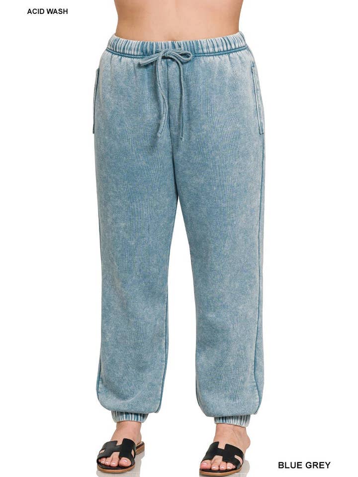 Vanilla Monkey – Engroshandel Loungesweatpants/jogginbukser – til kvinder – Plus Acid Wash Fleece joggingbukser med lommer4