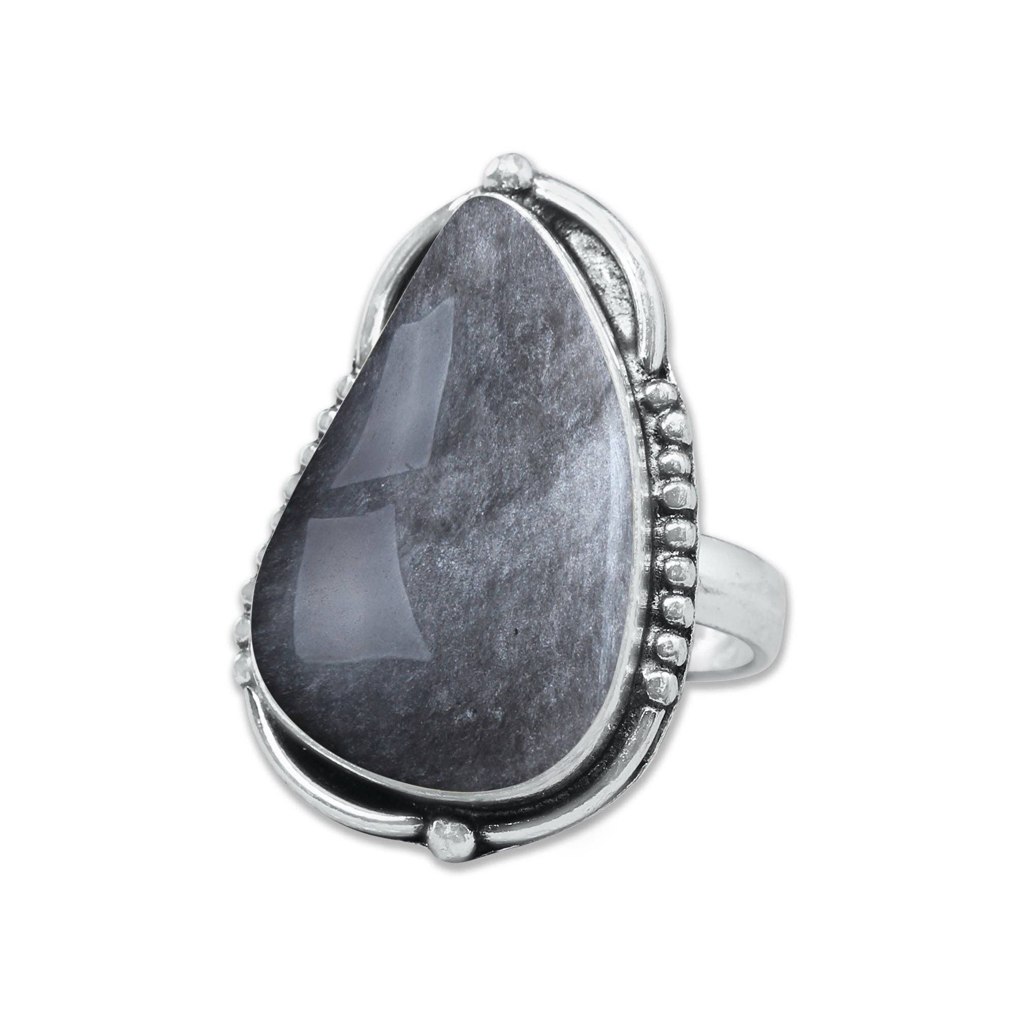 Handmade Jewels - Wholesale Cocktail/statement ring - Silver Sheen Obsidian Rings – Handmade, Silver-Plated, Mystical Glow (Made to Order)21