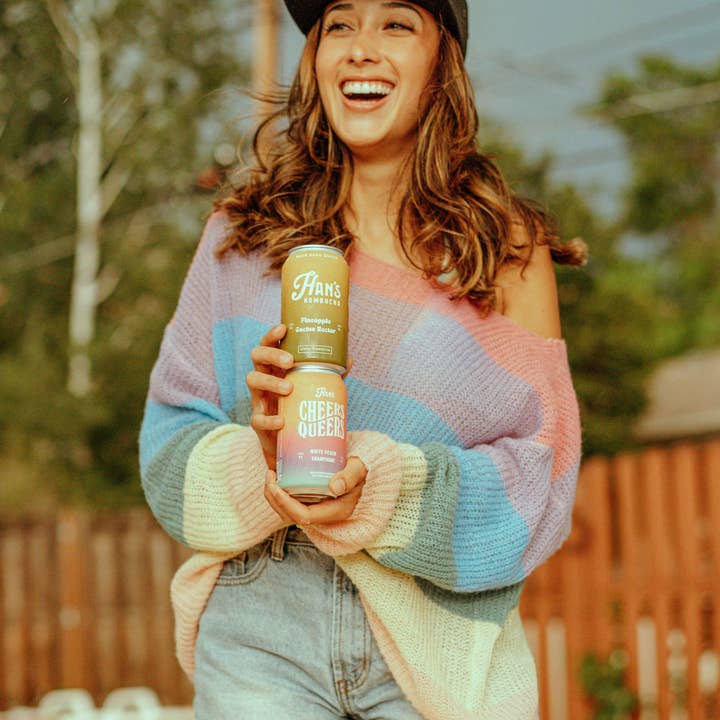 Han's Kombucha by HK Brewing Collective - Wholesale Kombucha - Cheers Queers - White Peach Champagne Kombucha