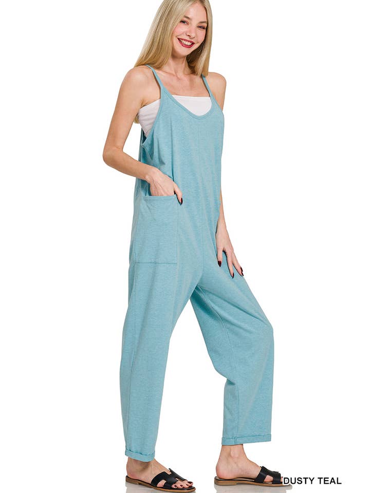 42POPS - Wholesale Jumpsuit - Women's - `.Spaghetti Strap Pocketed Cotton Jumpsuit9