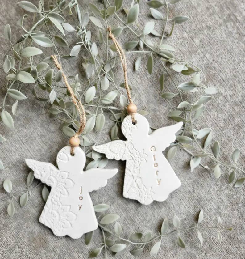 All the Things MN - Wholesale Ornament - Handmade Clay Angel Ornament: Personalized Christmas Decor
