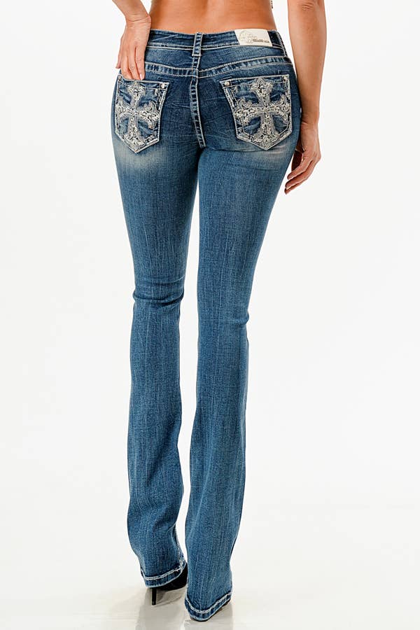 Grace in LA - Wholesale Jeans - Women's - Cross Modify Mid-Rise Boot Cut 34" | EB-519502
