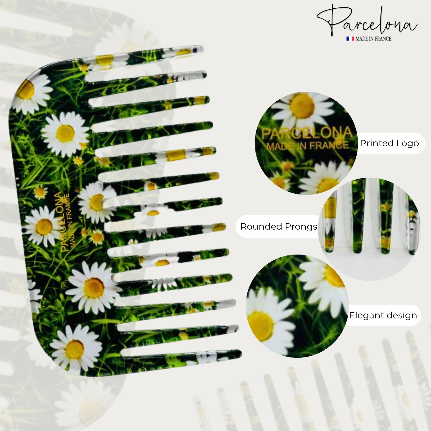 Parcelona - Wholesale Hair Brush/Comb - Parcelona Wide Tooth Comb Tropical Toucan Floral Print Comb for Thick Curly Hair44