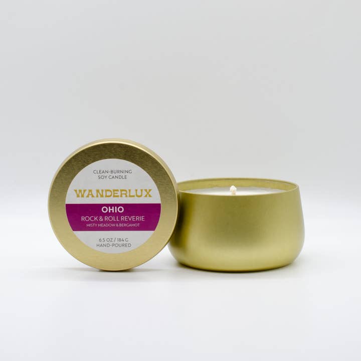 Wanderlux Ohio Rock and Roll Reverie 184 gram Sojaljus för wholesale av Wanderlux Candles
