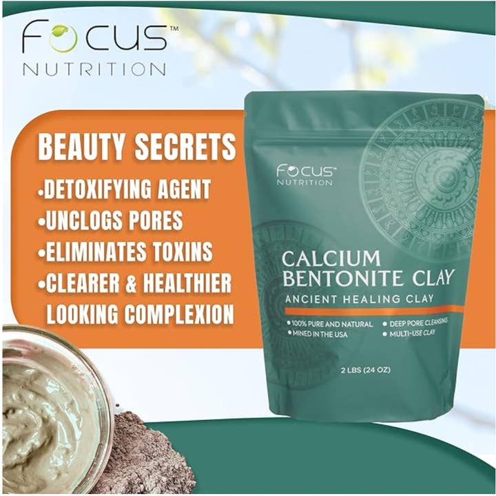Focus Nutrition - Wholesale Skincare Face Mask - Focus Nutrition 2 lbs Calcium Bentonite Clay Powder2