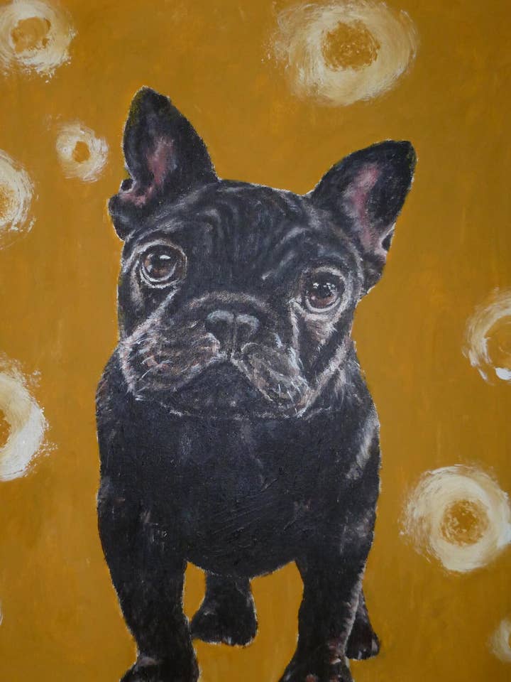 Benutzerdefiniertes Tierporträt, französische Bulldogge, Acryl auf Leinwand für den Großhandel von BazaarZauber