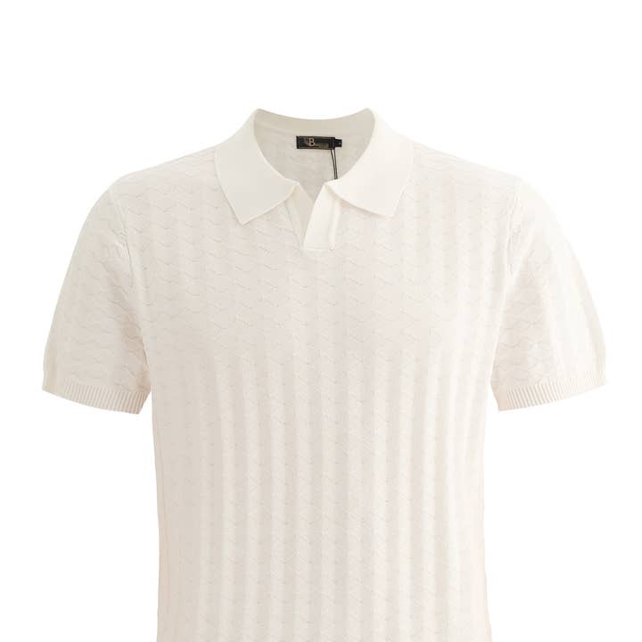 Polo texturé Portofino blanc pour la vente par BAROCCO