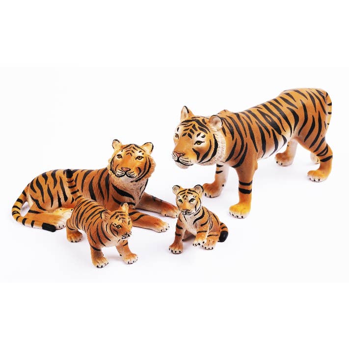 Tiger Family in box of 4 pcs for wholesale by GREEN RUBBER TOY EXPORTS (PVT) LTD