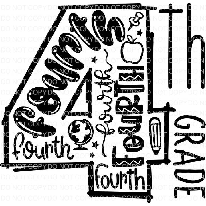 4th Grade Typography DTF TRANSFER for wholesale by tee and shirts