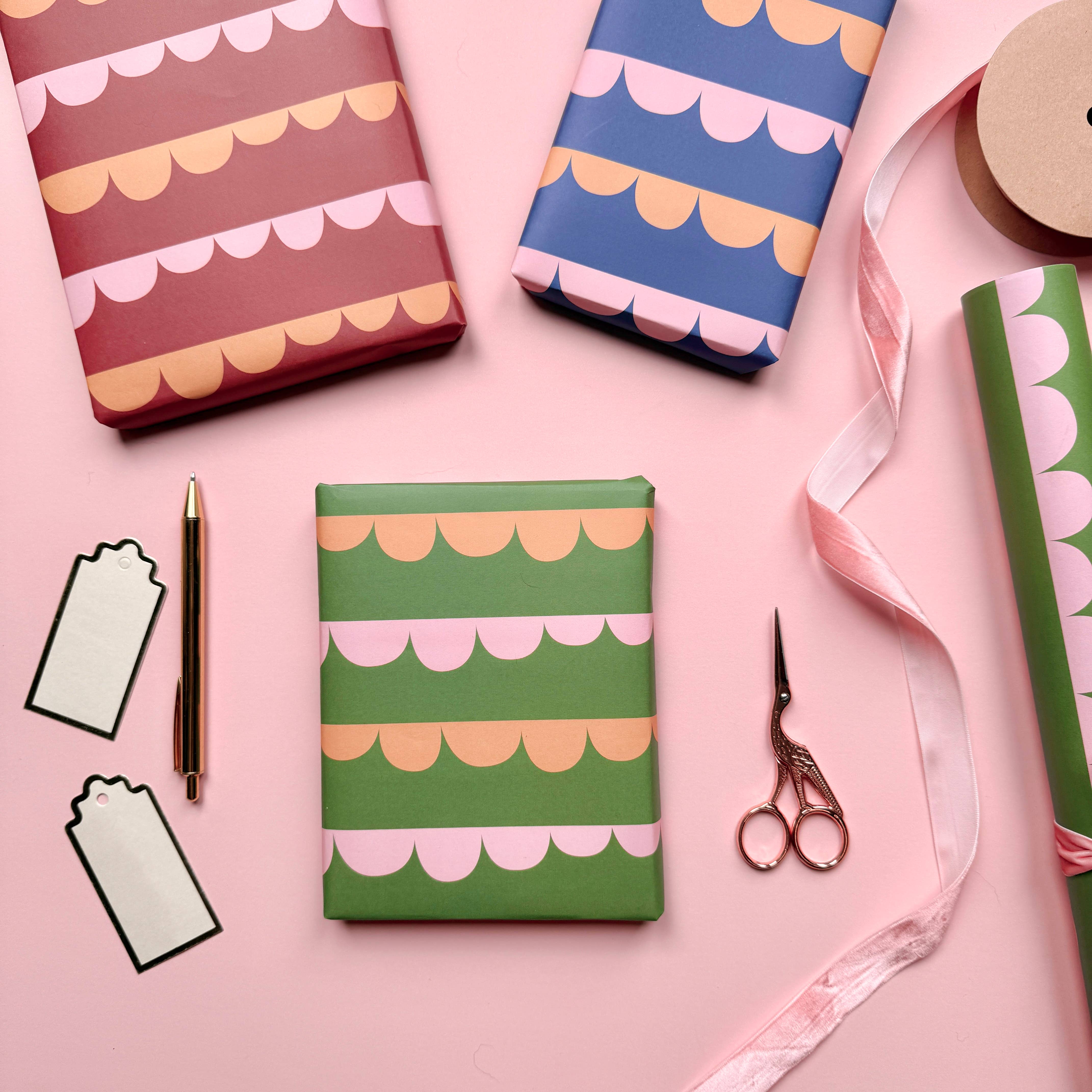 Heather Alstead Design Ltd - Wholesale Flat Wrap - Luxury Scallop Pattern Wrapping Paper 3