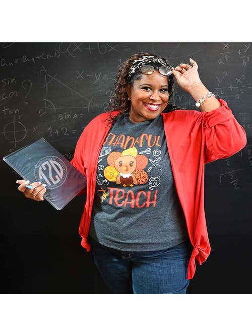Sugar Stitch - Wholesale Screen Printed T-Shirt - Women's - Thankful to Teach Fall Teacher T-Shirt