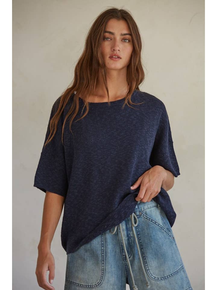 By Together - Wholesale Knit Top - Women's - W1251 | Knit Cotton Short Sleeve Sweater Top
