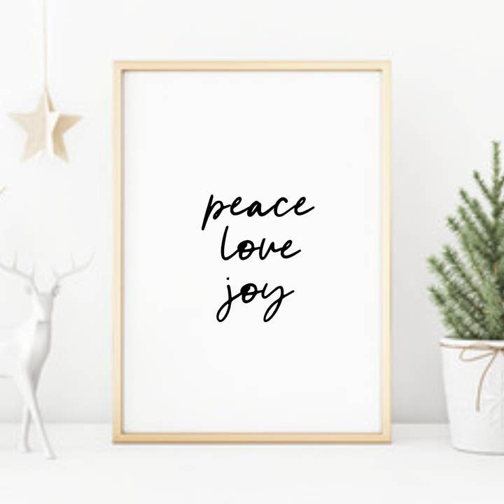 Peace Love Joy Christmas Print for wholesale by Word Up Creative