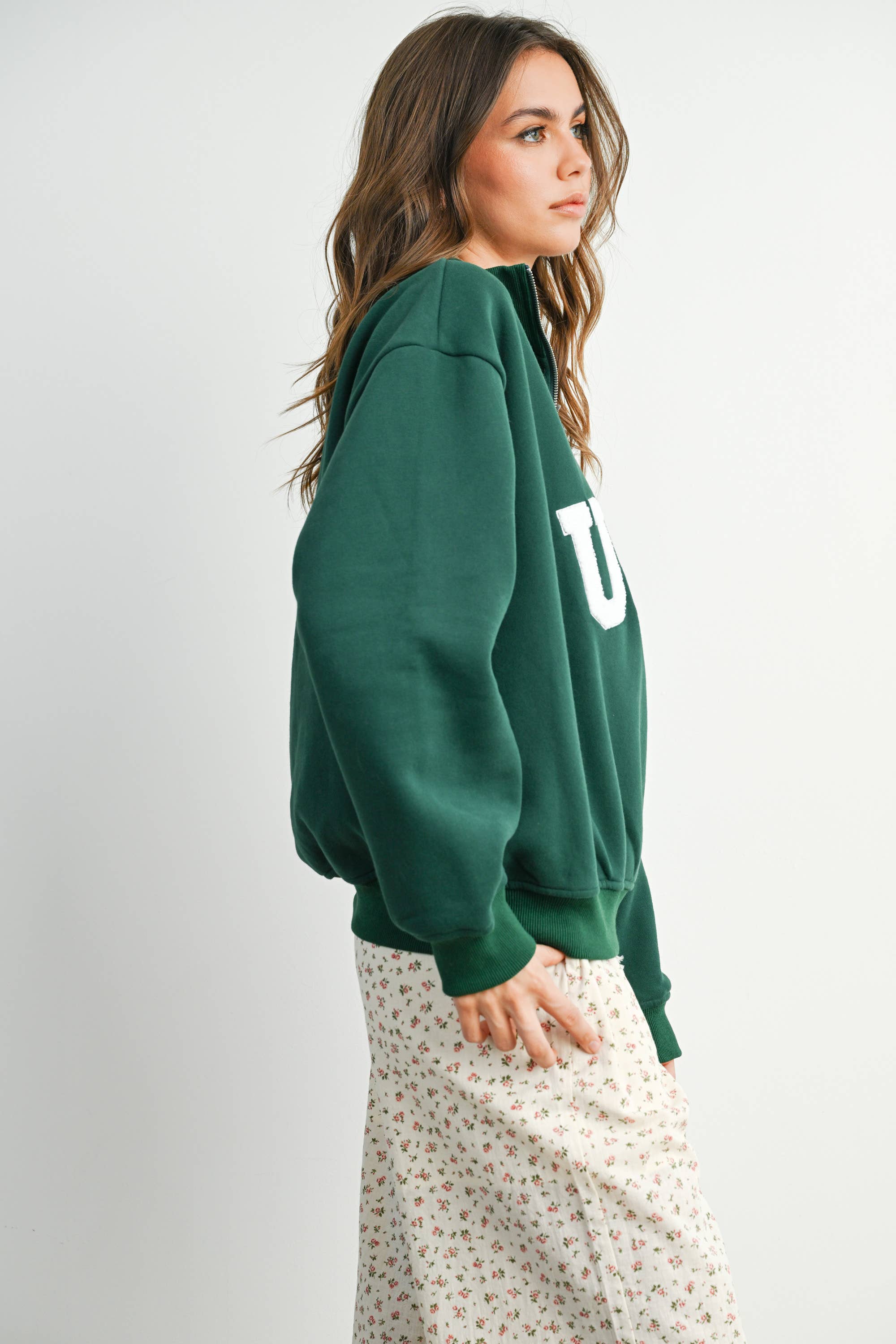 BUTTERMELON - Wholesale Sweatshirt - Women's - Quarter Zip Long Sleeve Top - BMT779539