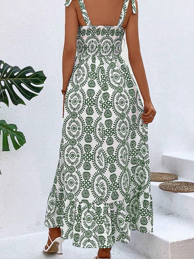 Comely Fashion - Wholesale Dress - Women's - Trendy Printed Split Side Strap Dress