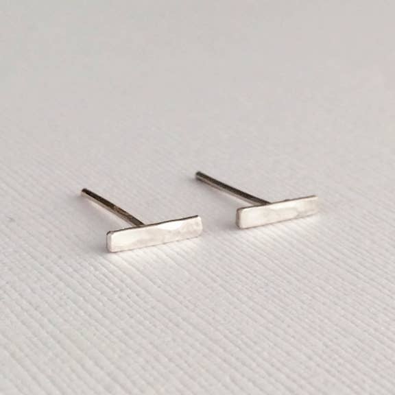 Blossom and Shine - Wholesale Stud/Post Earrings - Hammered Bar Stud Earrings | Sterling Silver or Gold Filled