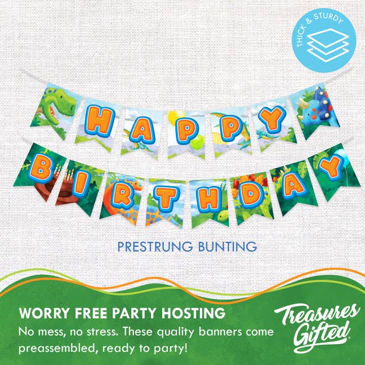 Treasures Gifted - Wholesale Party Sign/Banner - Dinosaur Birthday Banner - Dinosaur Party Supplies