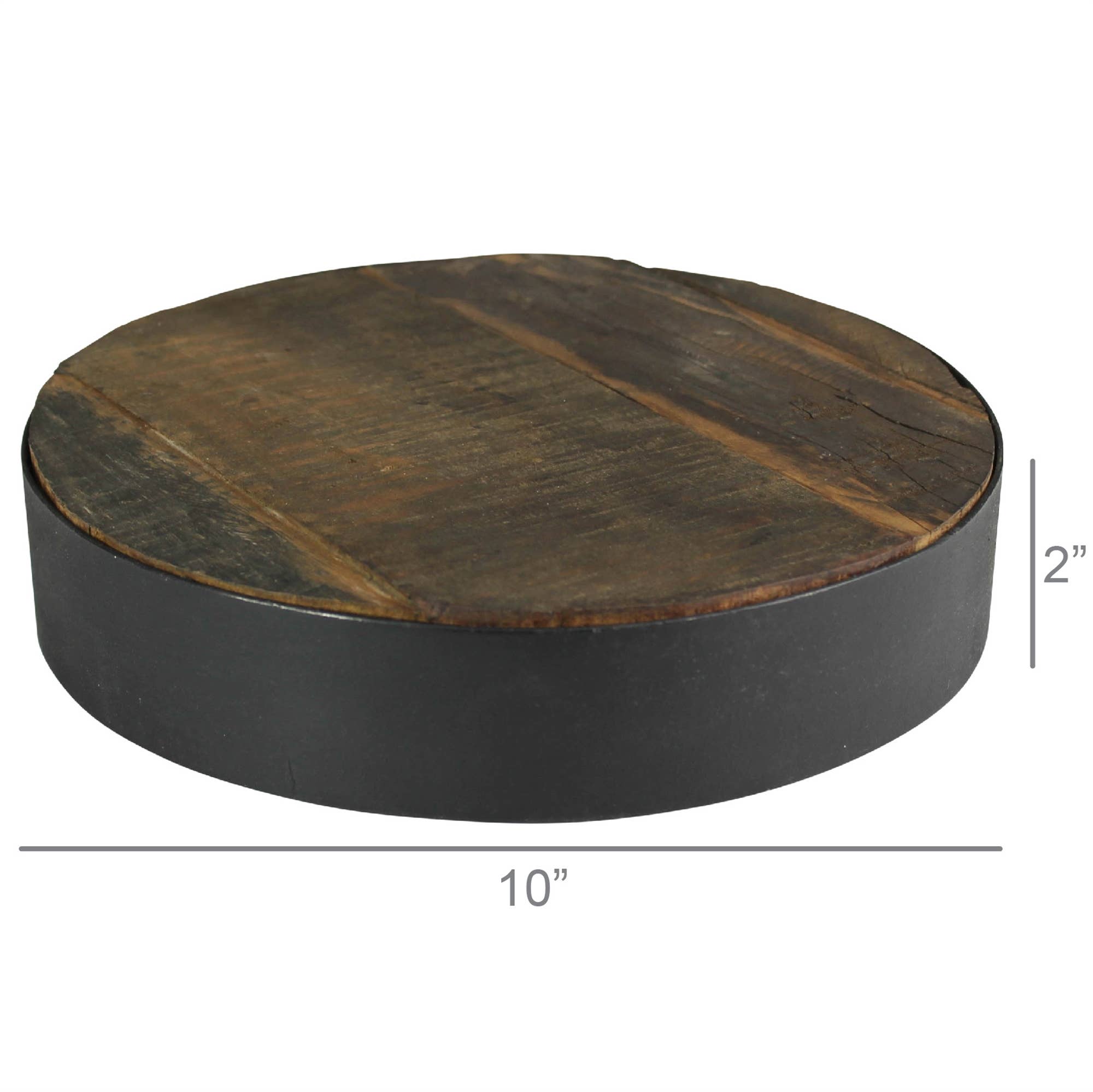 HomArt - Vente Rehausseur de bureau - Newton Riser rond avec bande de fer, bois récupéré - Sm2