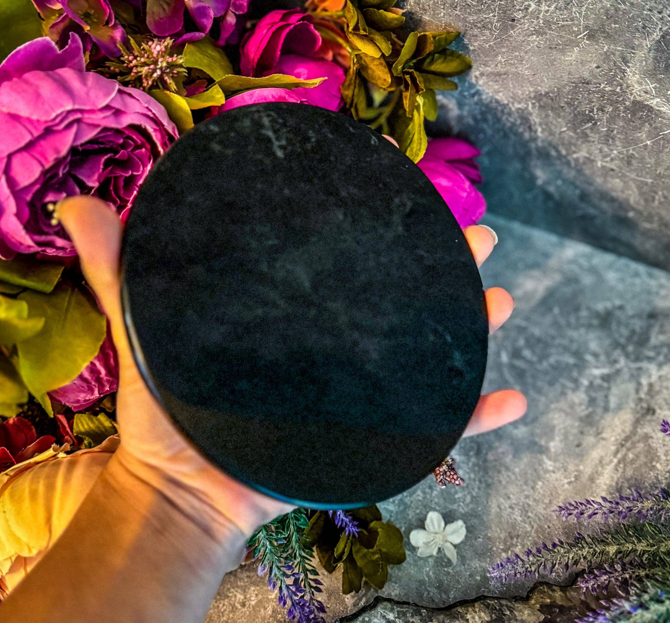 Mandala Gems - Wholesale Meditation Supplies - 5 3/4 Inch Black Obsidian Mirror, Crystal Scrying2