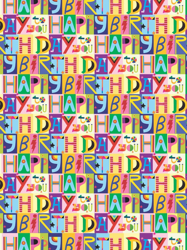 W67 Papel de Embrulho de Aniversário com Erro Tipográfico por atacado de Earlybird Designs