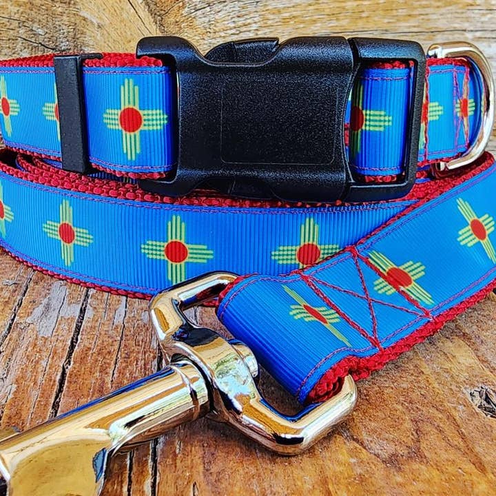 1" Blauer New-Mexico-Hundehalsband, Leine oder Martingale für den Großhandel von Rocky Mountain Hound