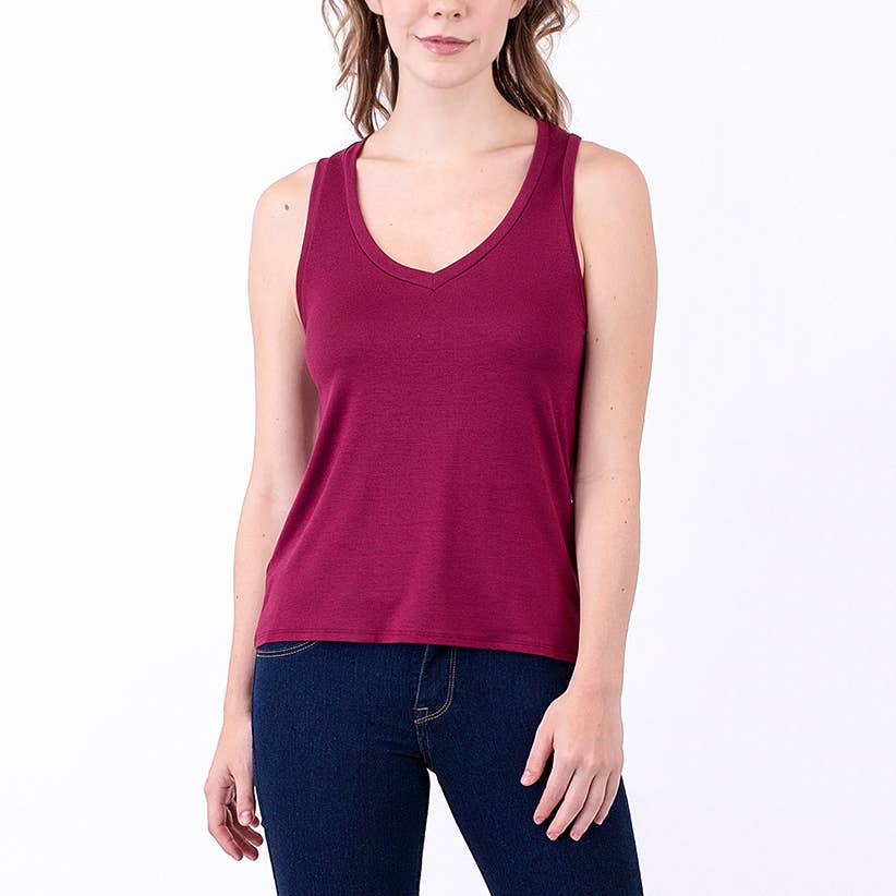 Heimious - Vente Débardeur – femme - Débardeur en jersey modal à encolure en V et dos nageur, 259711