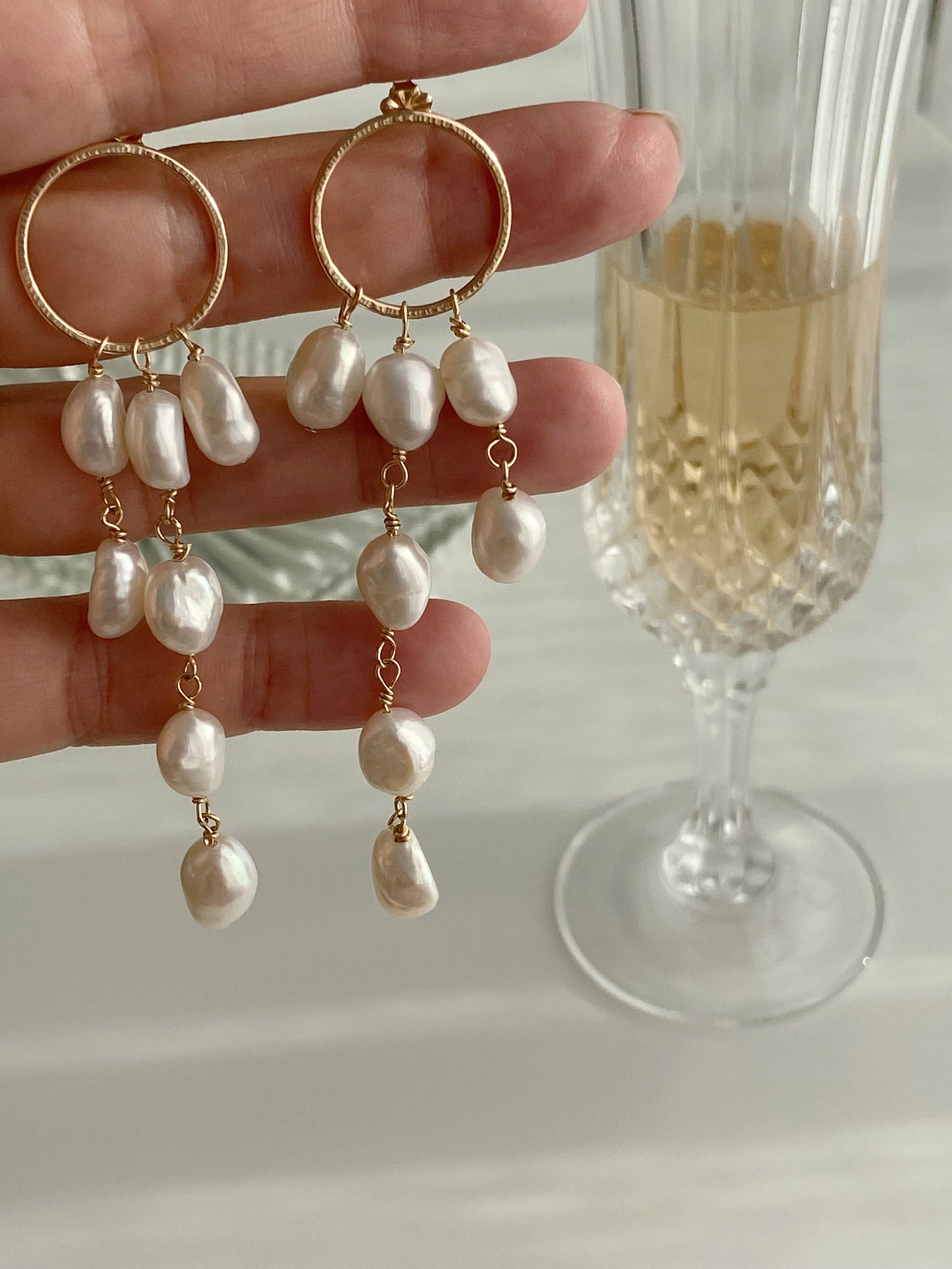 AVA Handmade Jewelry - Wholesale Dangle Earrings - AURA  • Freshwater baroque long multi pearl dangle earrings3